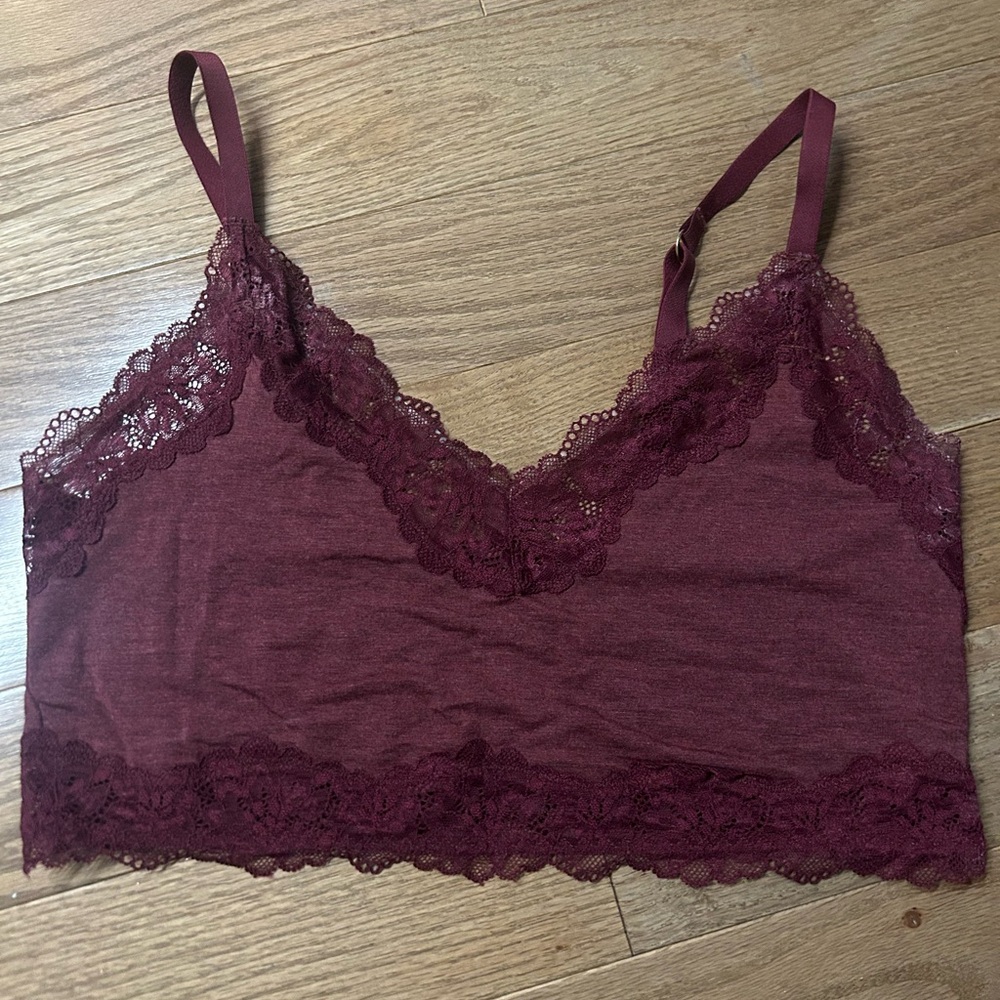 Lace Trim Burgundy Bralette LA SENZA